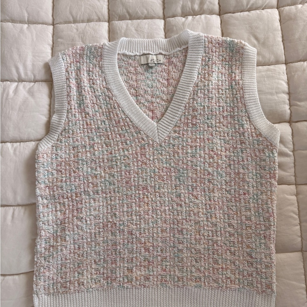 Pinch Women's Pastel Tweed V-Neck Sweater Vest